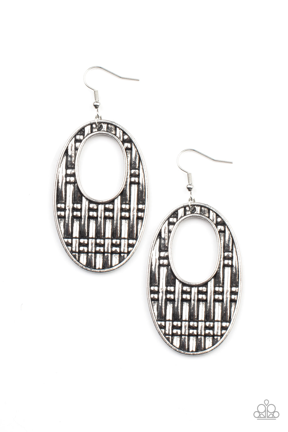 Engraved Edge - Silver Earring Paparazzi E0191