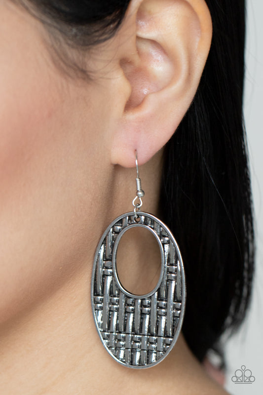 Engraved Edge - Silver Earring Paparazzi E0191