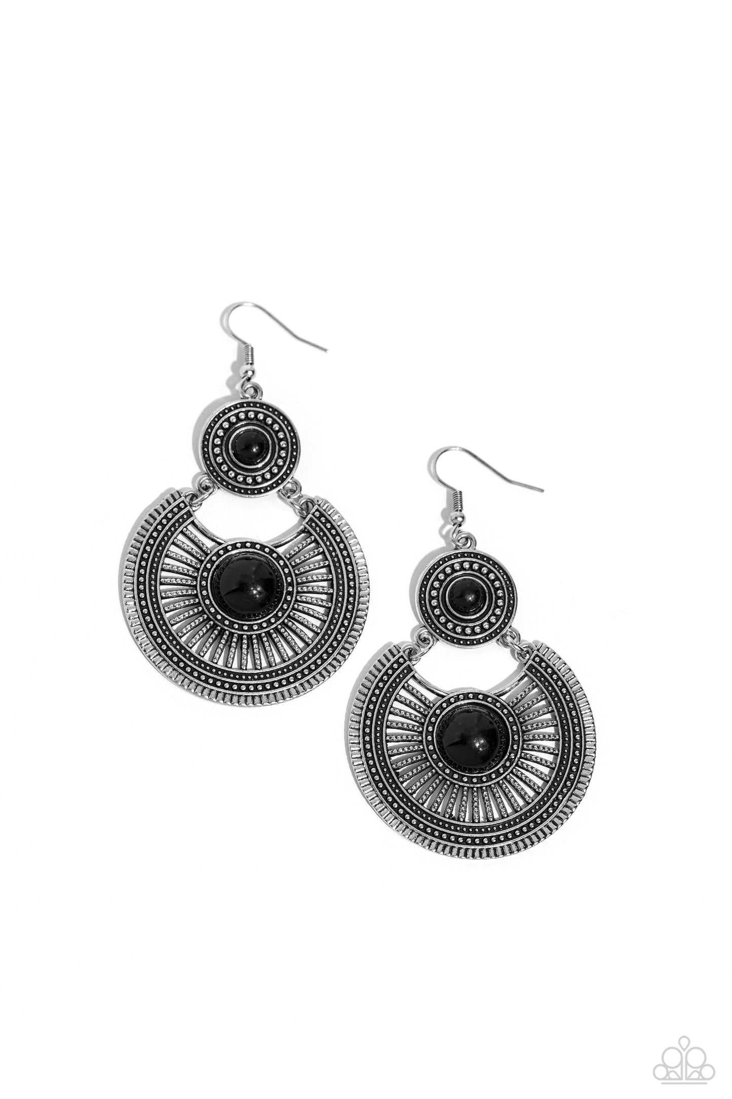 A Wild Bunch - Black & Silver Earring Paparazzi E1714