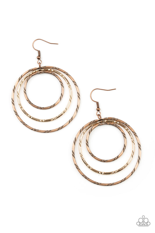 Vintage Vertigo - Multi Gold & Copper Rings Earring Paparazzi E1509