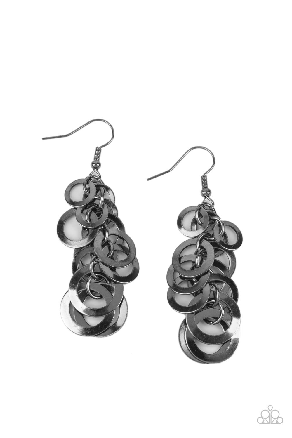 Closed Circuit Sass - Black Gunmetal Earring Paparazzi E1469