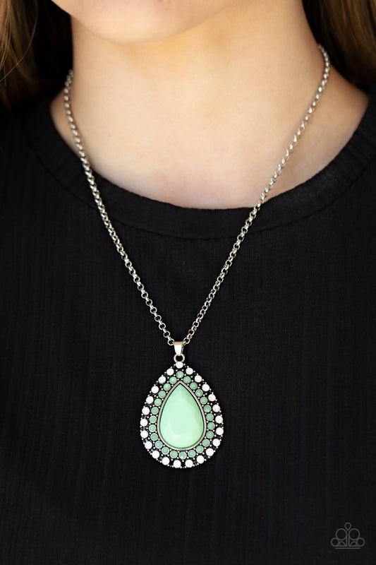 DROPLET Like Its Hot - Green Necklace Paparazzi N0727