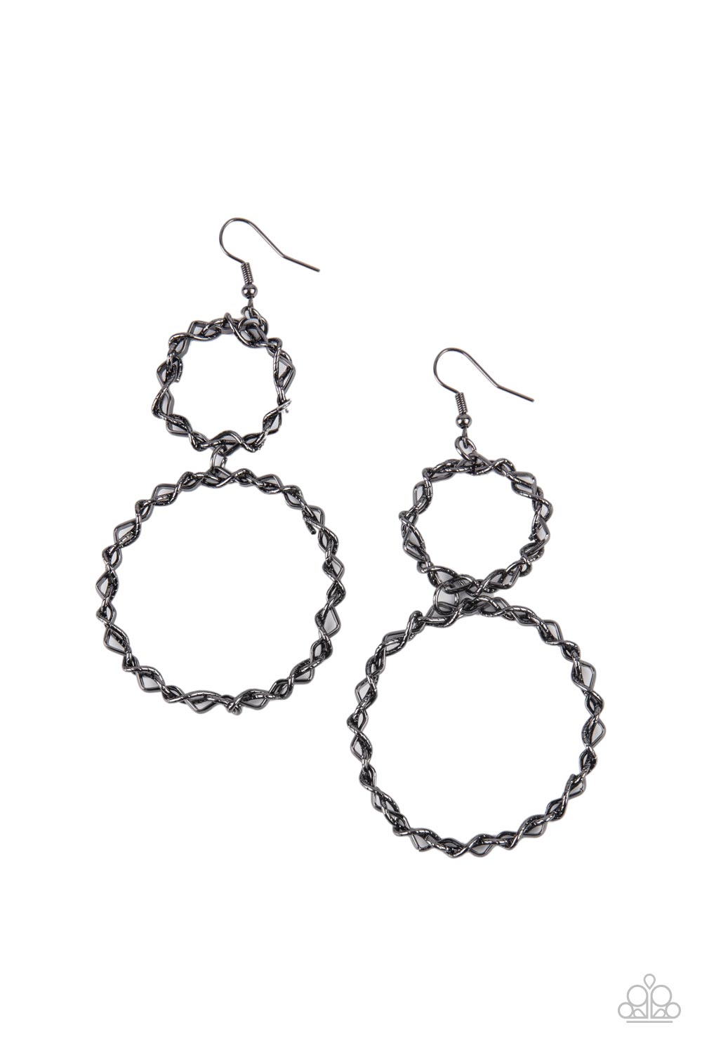 Twist of FABULOUS - Black Gunmetal Twisted Braided Wire Earring Paparazzi E1424