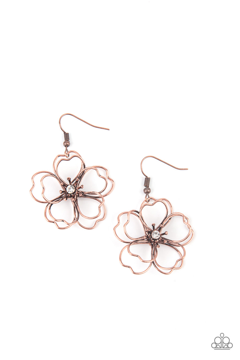 Petal Power - Copper 3-D Flower Earring Paparazzi E0711