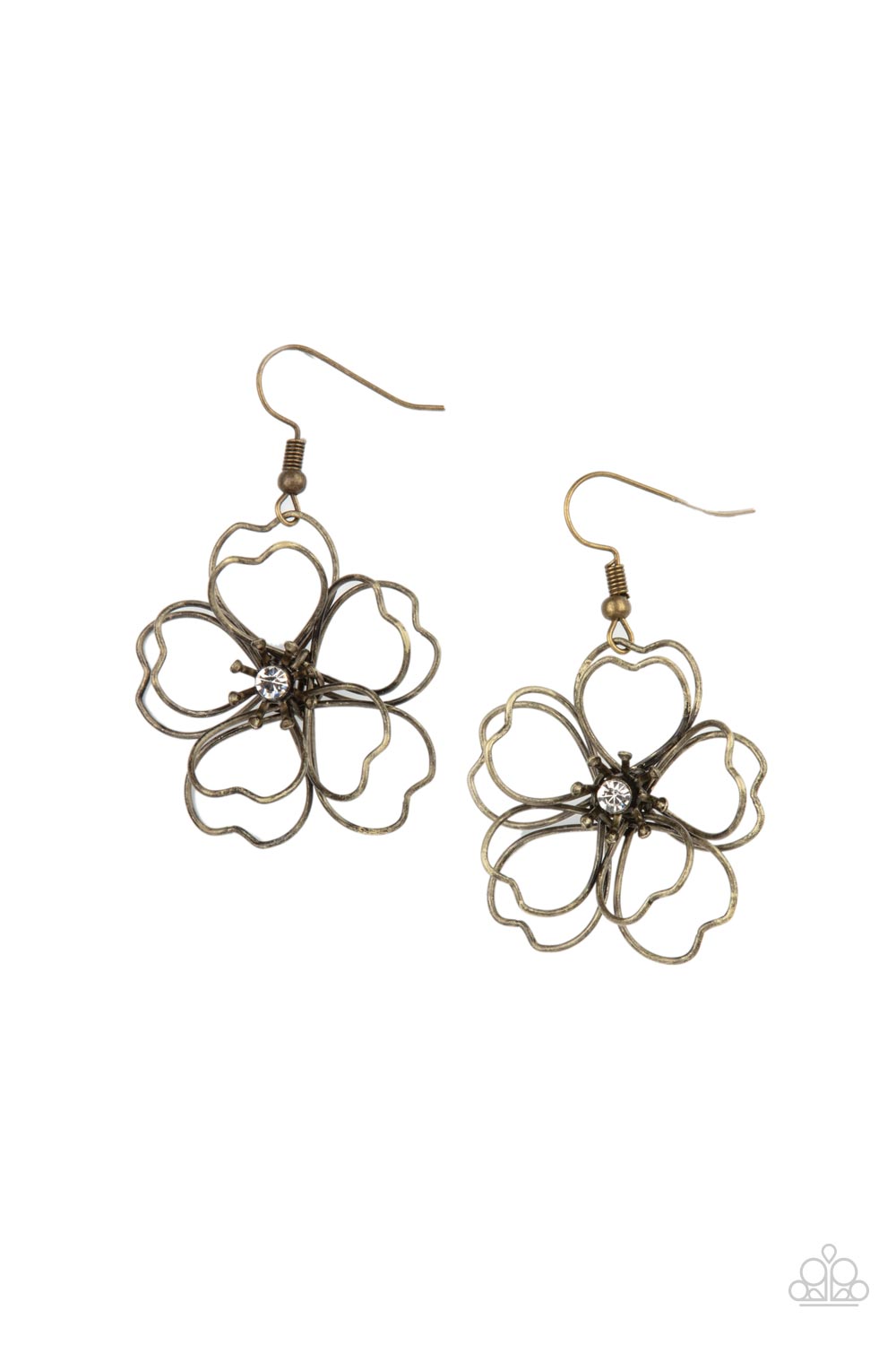 Petal Power - Brass Flower Earring Paparazzi E0418