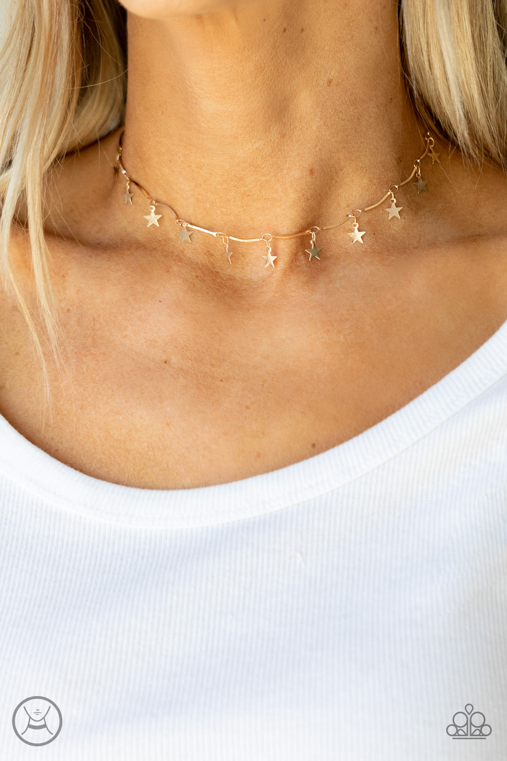 Little Miss Americana - Gold Star Choker Necklace N0687