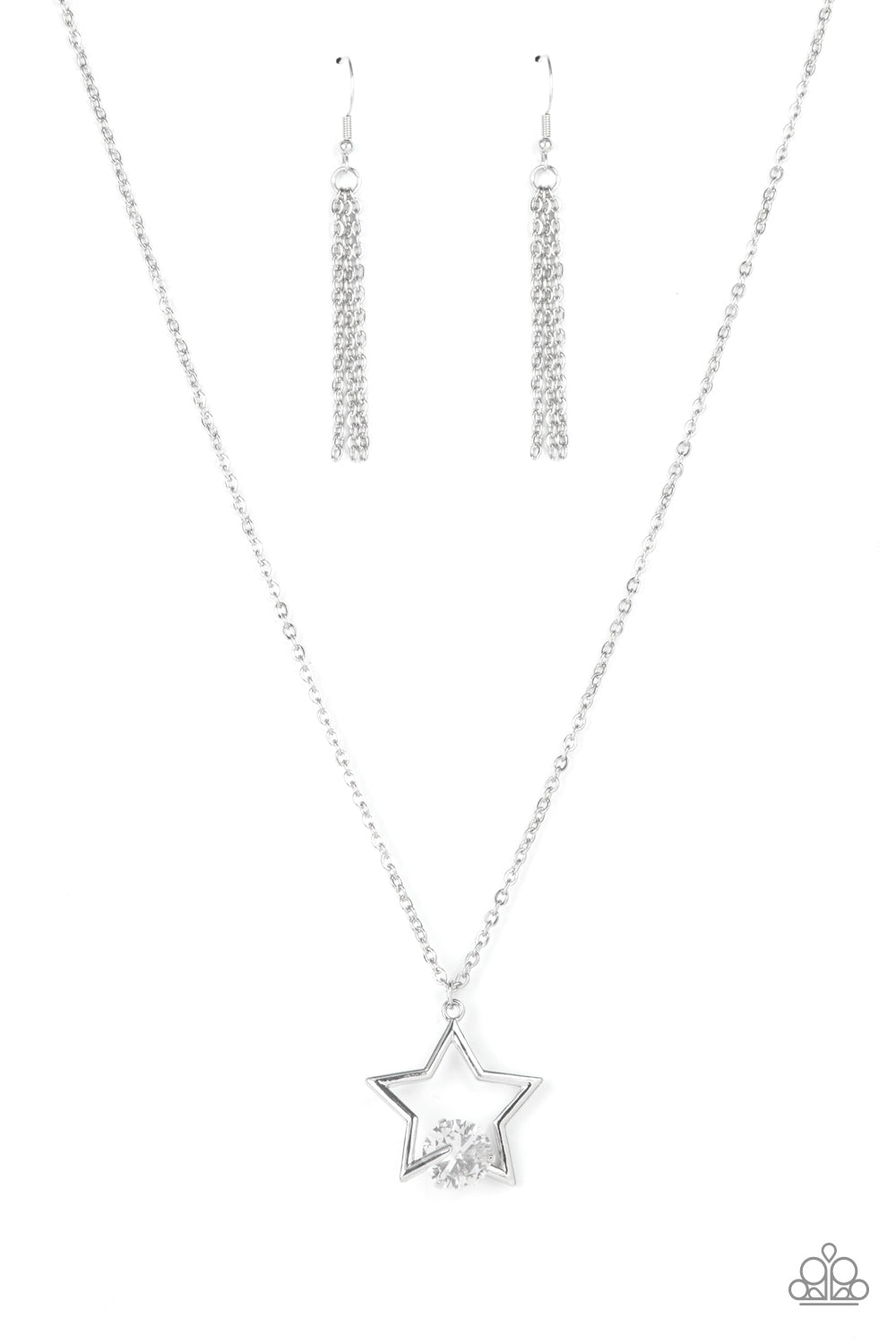 Starry Fireworks - White Star Gem Necklace Paparazzi N0928