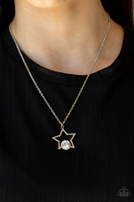 Starry Fireworks - White Star Gem Necklace Paparazzi N0928