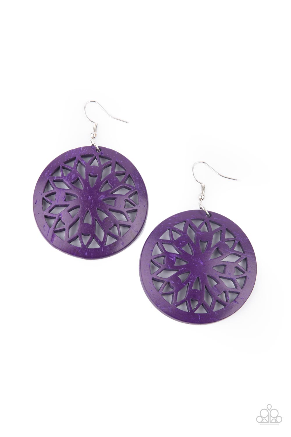 Ocean Canopy - Purple Wooden Earring Paparazzi E0845