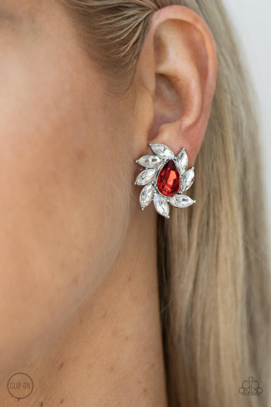 Sophisticated Swirl - Red Clip-On Earring Paparazzi E0515