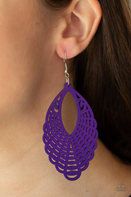 Tahiti Tankini - Purple Wooden Earring Paparazzi E0048
