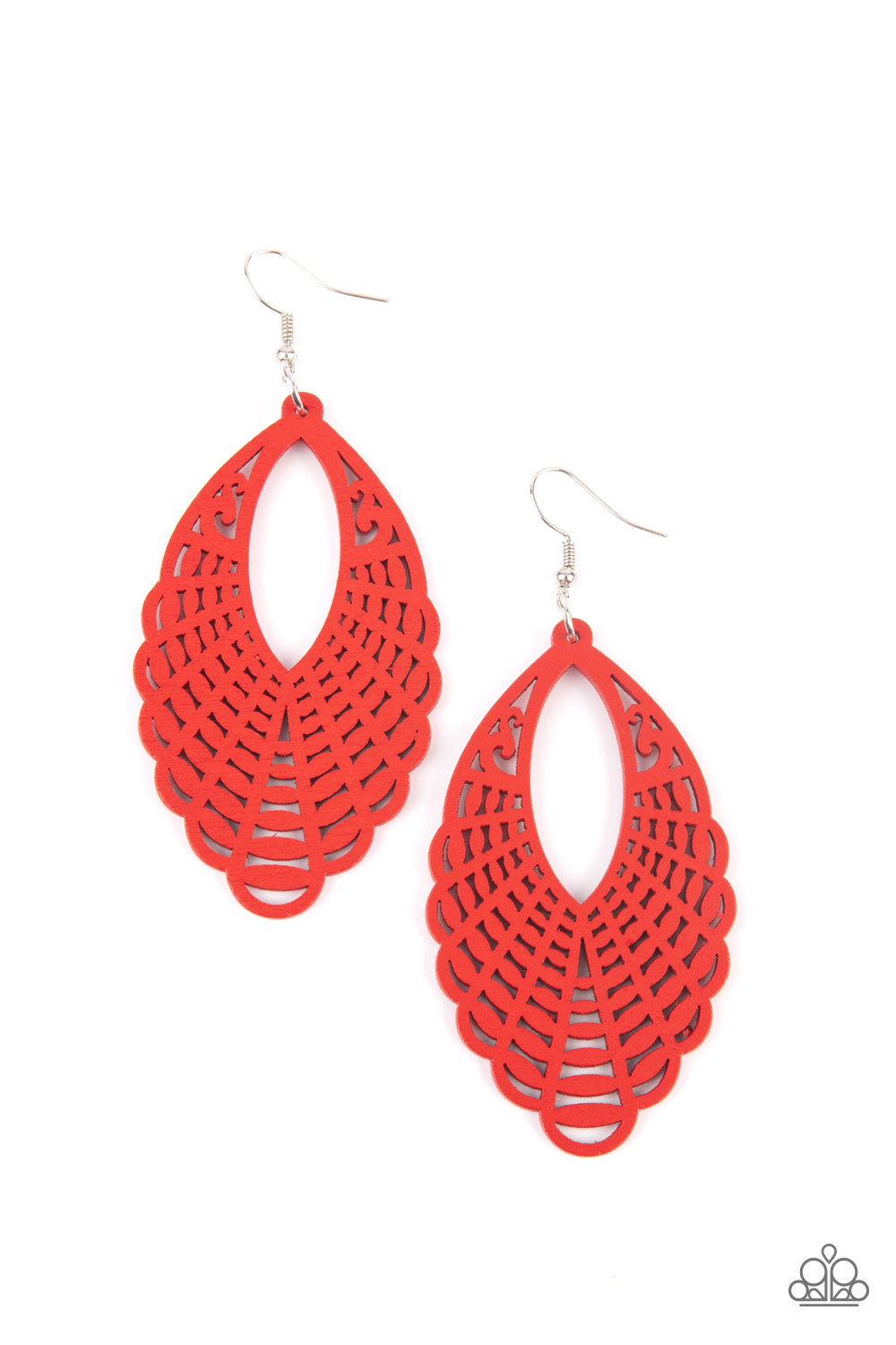 Tahiti Tankini - Red Wooden Earring Paparazzi E0750