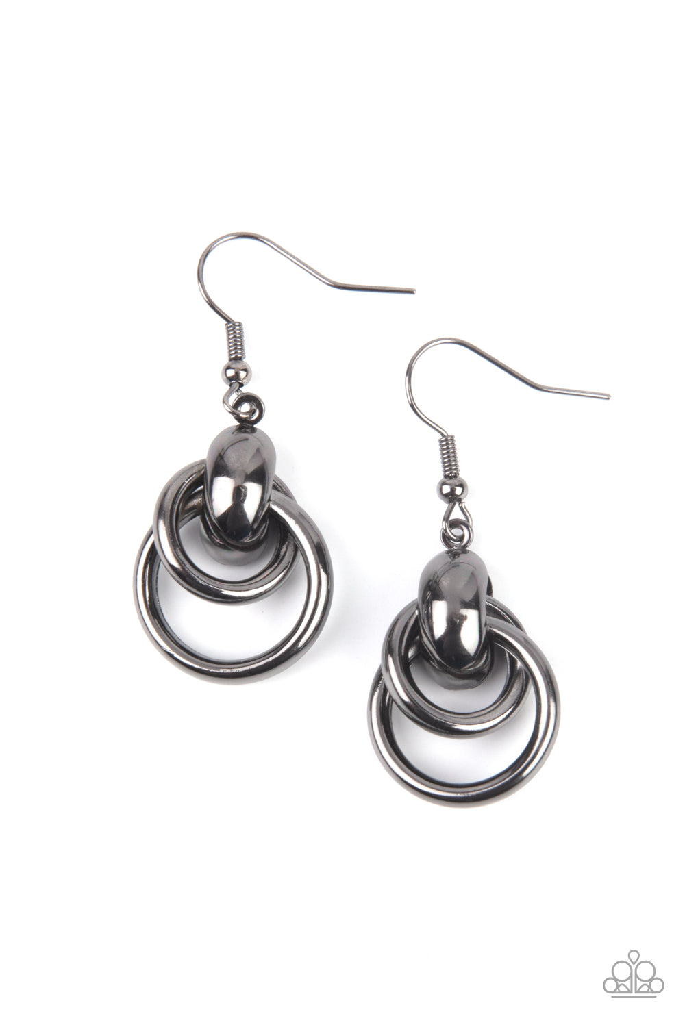 Running In Circles - Black Gunmetal Ring Earring E0971