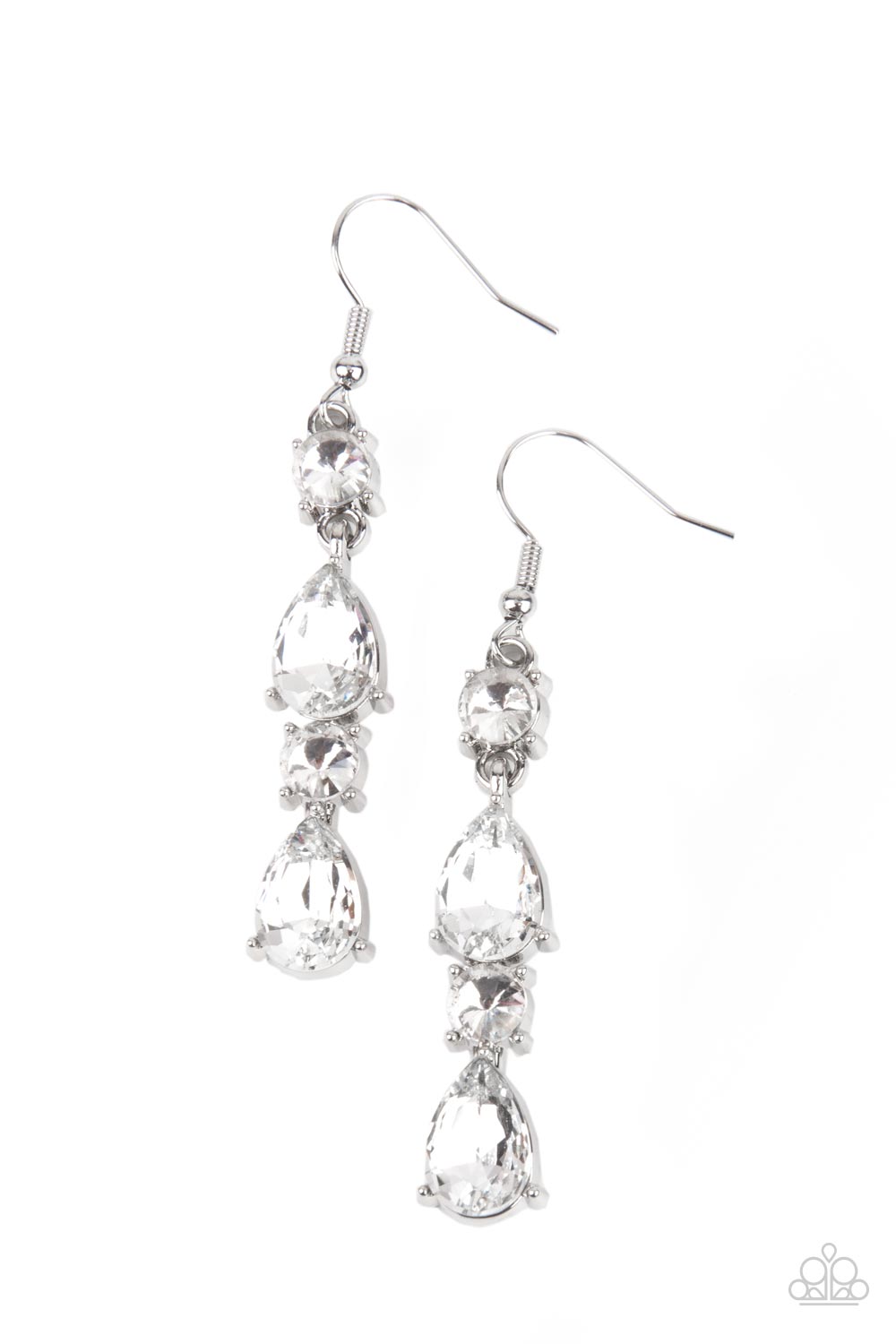 Raise Your Glass to Glamorous - White Earring Paparazzi E0491