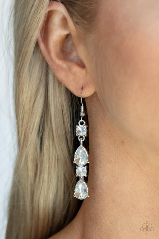 Raise Your Glass to Glamorous - White Earring Paparazzi E0491