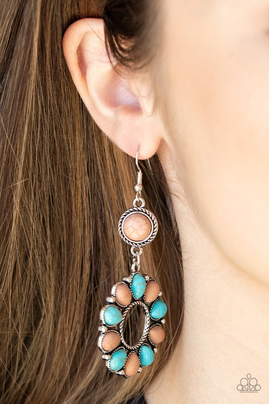 Back At The Ranch Multi Brown And Turquoise Earring Paparazzi E0214
