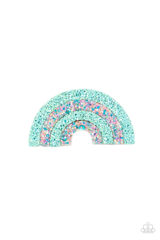 Rainbow Reflections - Blue Multicolored Confetti Like Sparkles Rainbow Hair Clip Paparazzi H0085