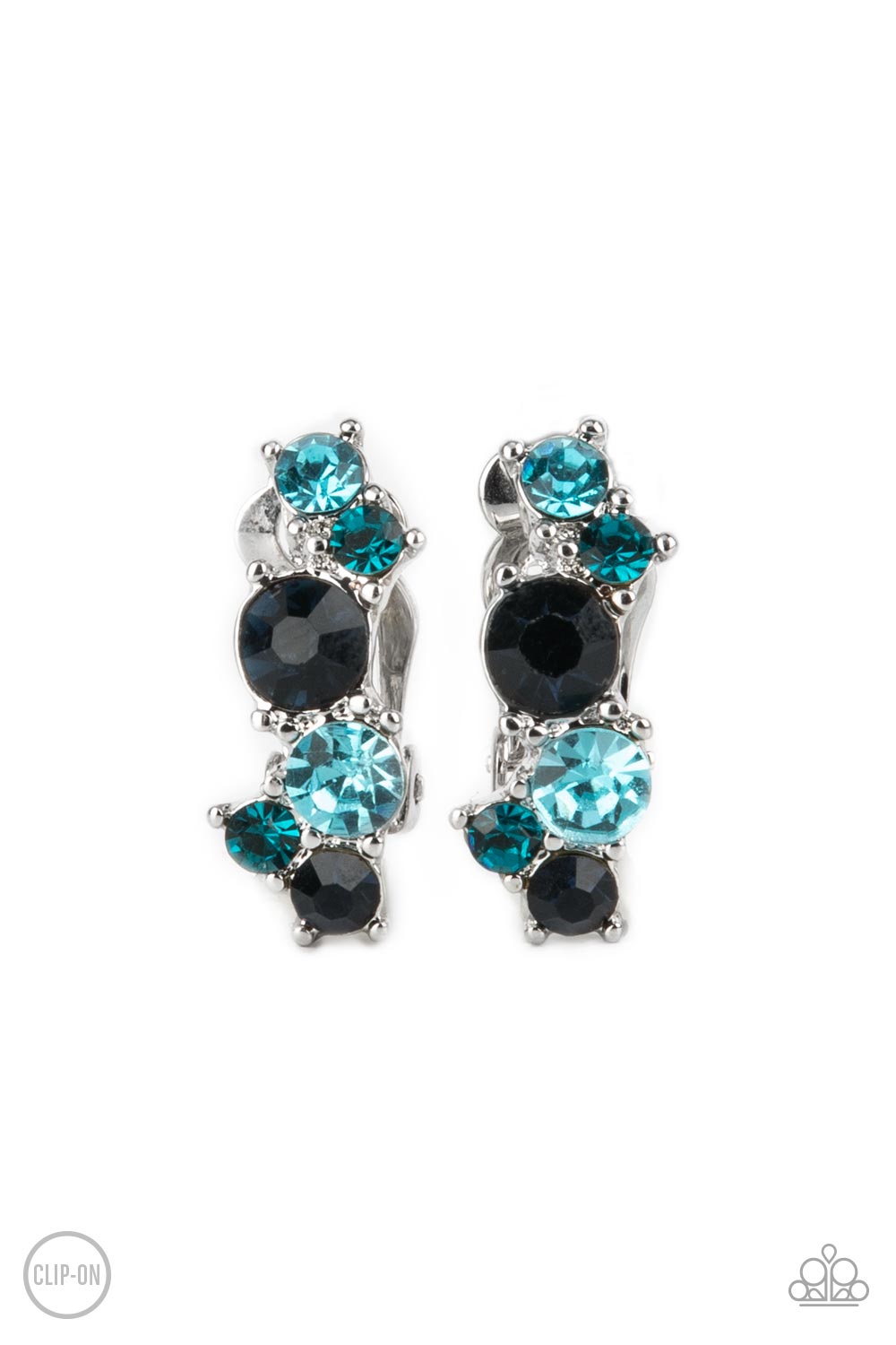 Cosmic Celebration - Blue Rhinestone Clip-On Earrings Paparazzi E0334