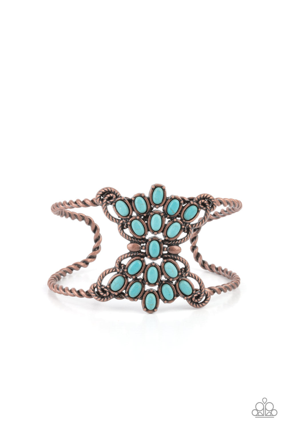 Pleasantly Plains - Copper & Turquoise Stone Santa Fe Style Cuff Bracelet Paparazzi B0851