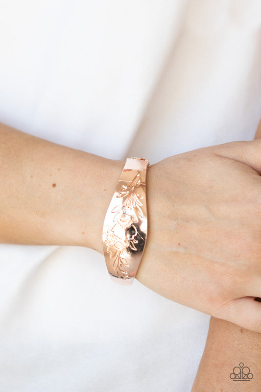 Fond of Florals - Rose Gold Leafy Hinge Bracelet B0188