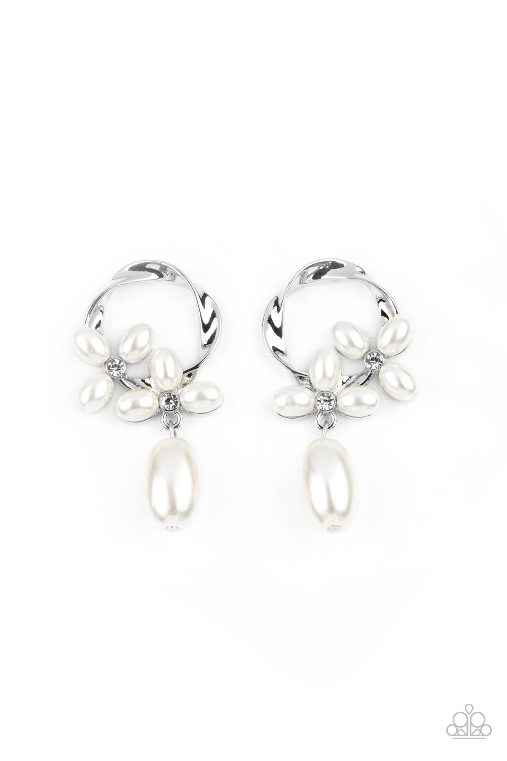 Elegant Expo White Post Earring Paparazzi E0225