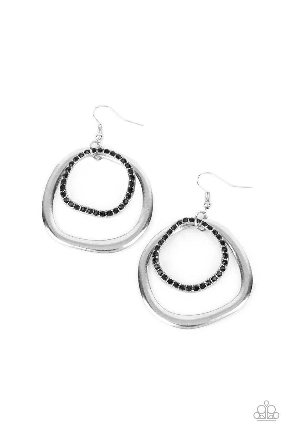 Spinning With Sass - Black Rhinestone Earring Paparazzi E0550