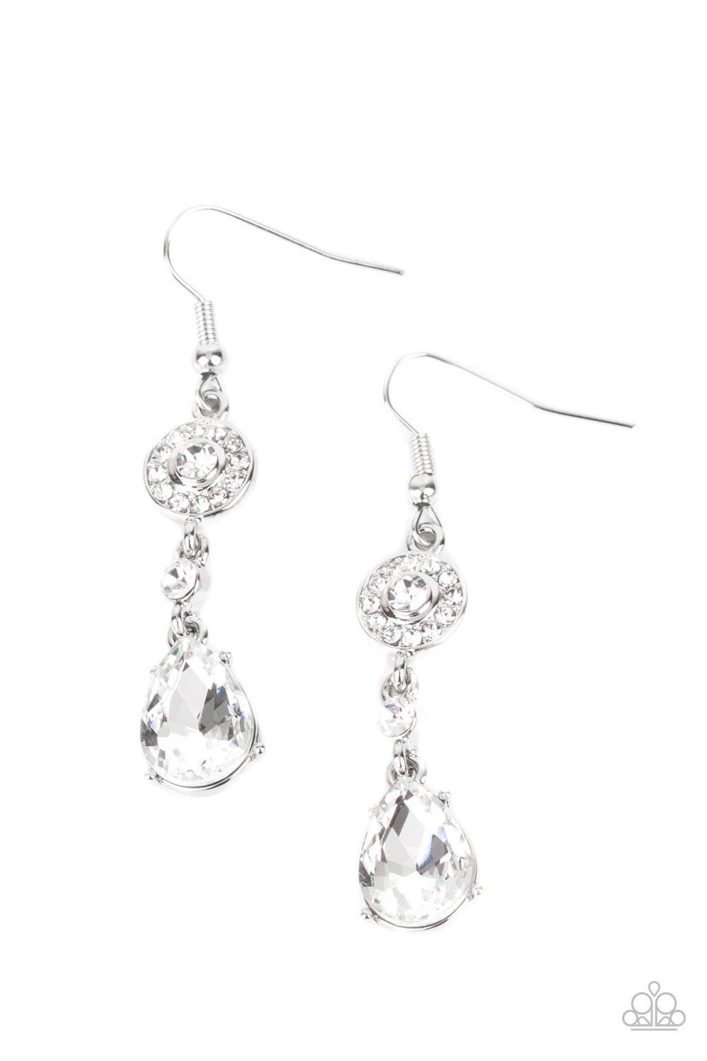 Graceful Glimmer - White Earring Paparazzi E0280