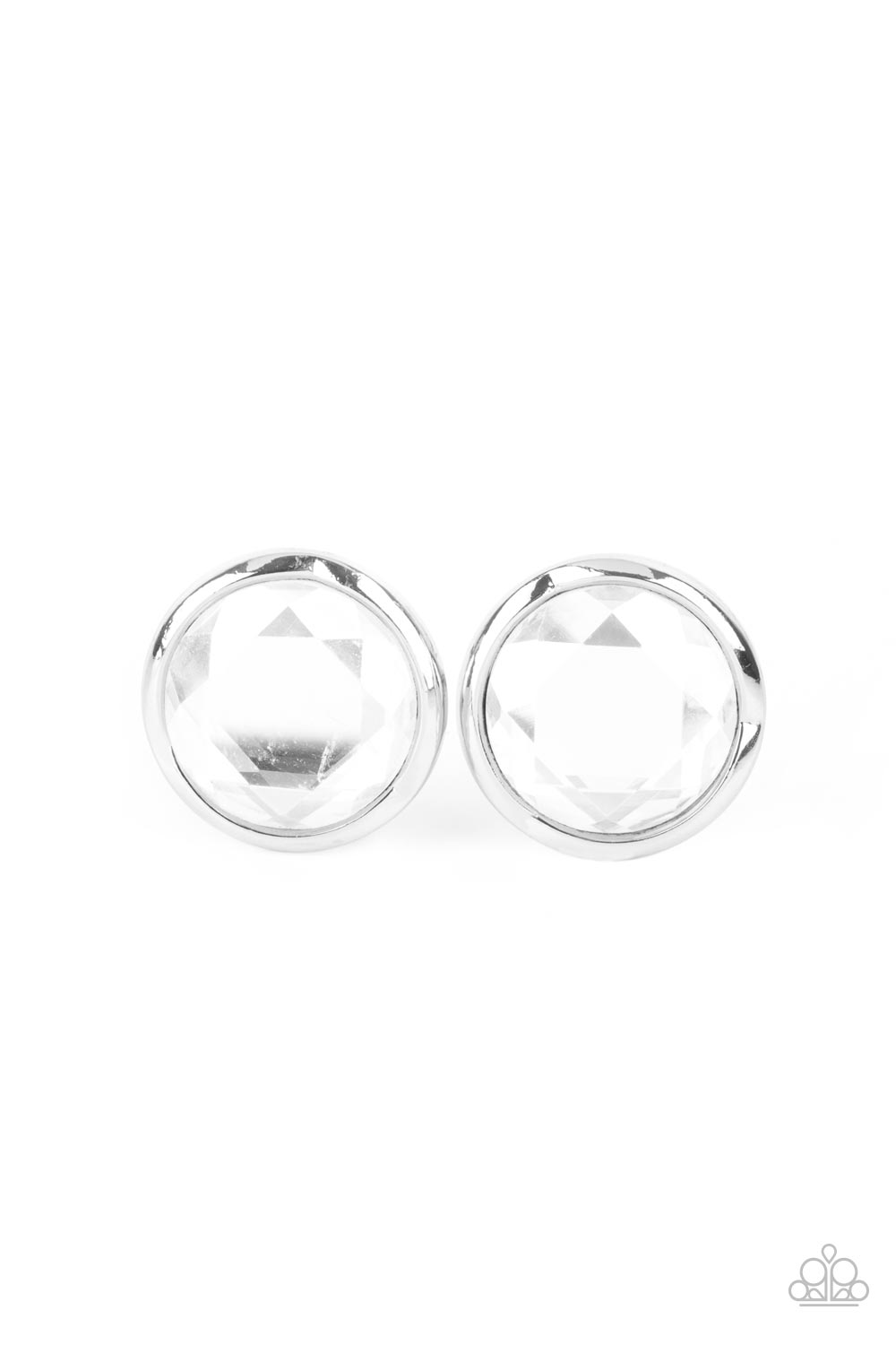 Double-Take Twinkle - White Post Back Earring Paparazzi E0278