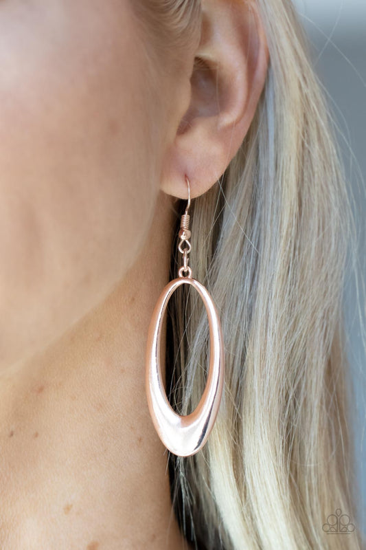 OVAL The Hill - Rose Gold Earring Paparazzi E0493