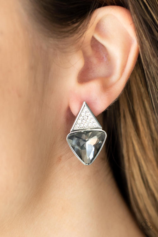 Risky Razzle - Silver Gem Post Earring Paparazzi E0570