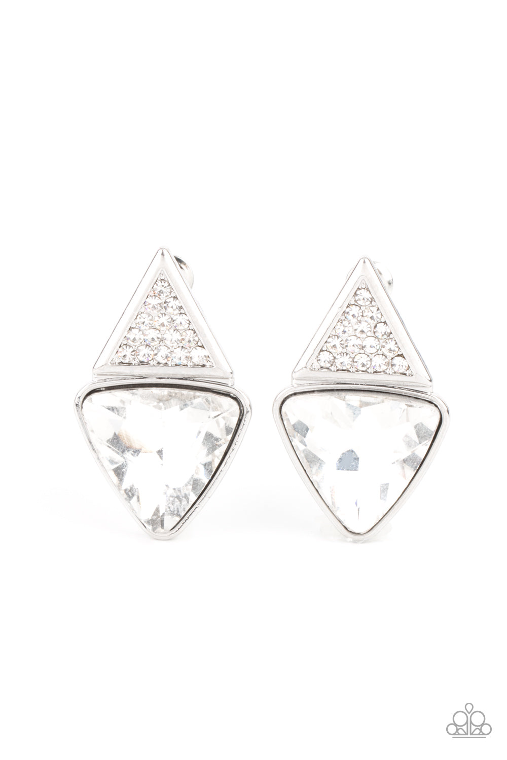 Risky Razzle - White Rhinestone Earring Paparazzi E0552