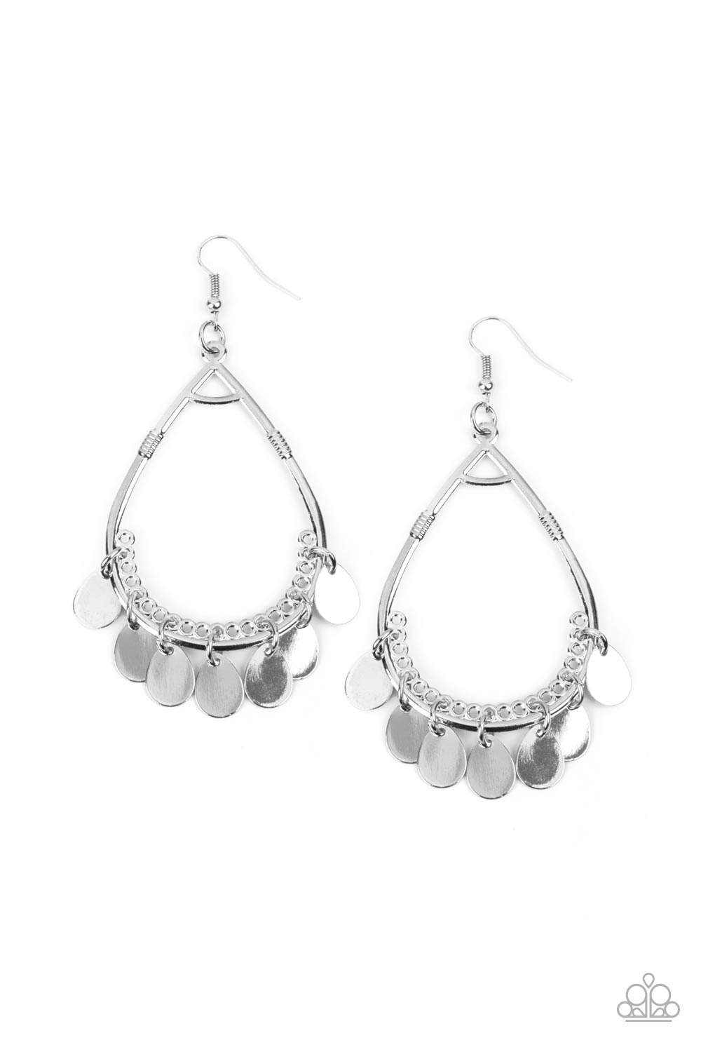 Meet Your Music Maker - Silver Teardrop Earring Paparazzi E0318