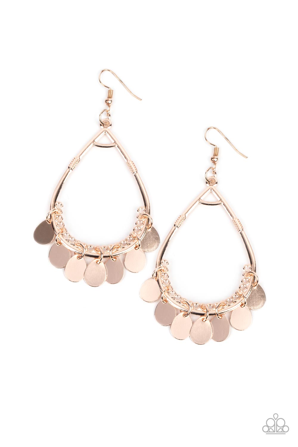 Meet Your Music Maker - Rose Gold Teardrop Earring Paparazzi E1292