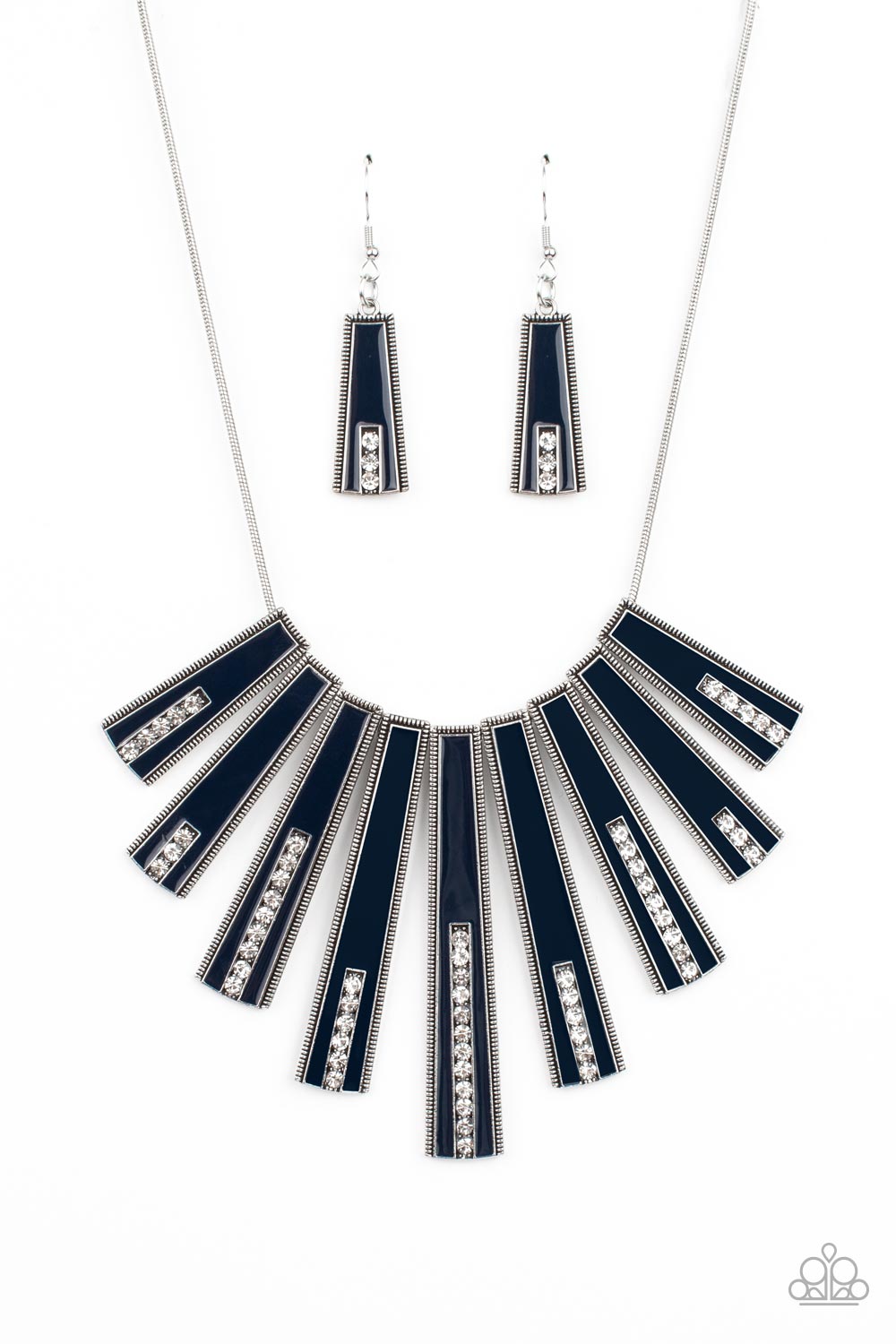 FAN-tastically Deco - Blue Navy Blue, White Rhinestone Necklace Paparazzi N0469