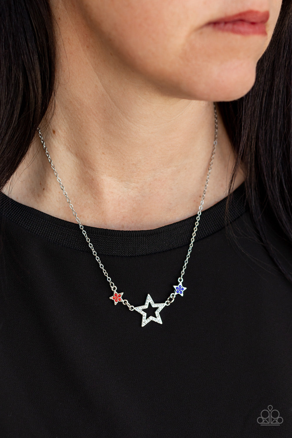 United We Sparkle - Multi Red White Blue Rhinestone Star Paparazzi N0924