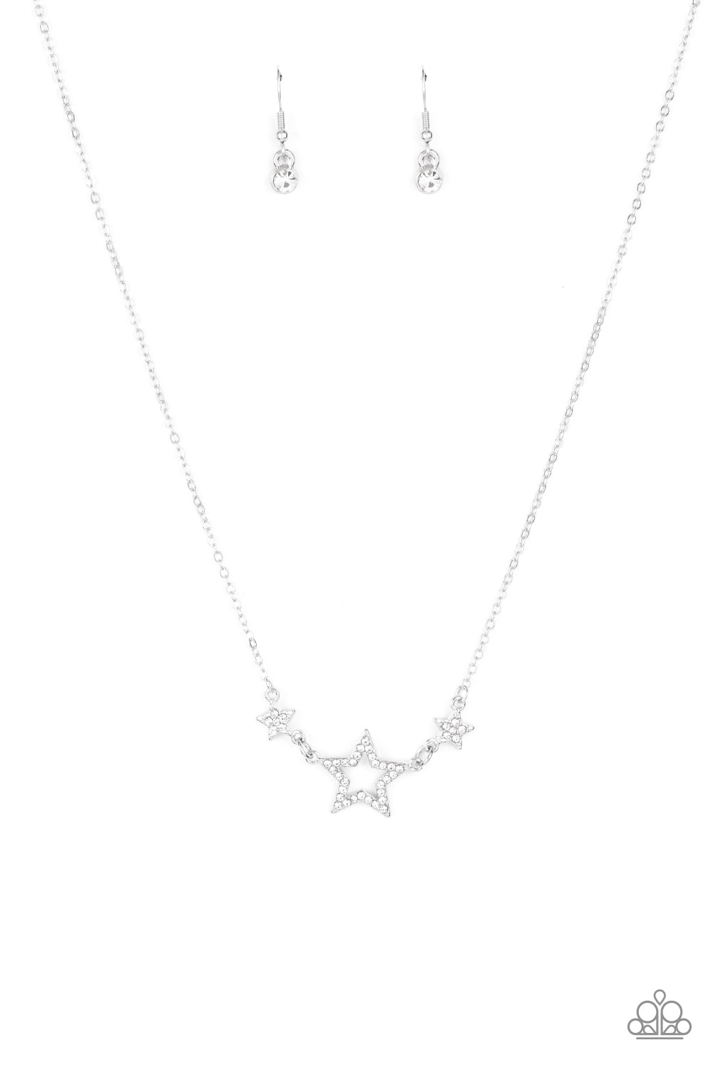 United We Sparkle - White Rhinestone Star Necklace Paparazzi N0925