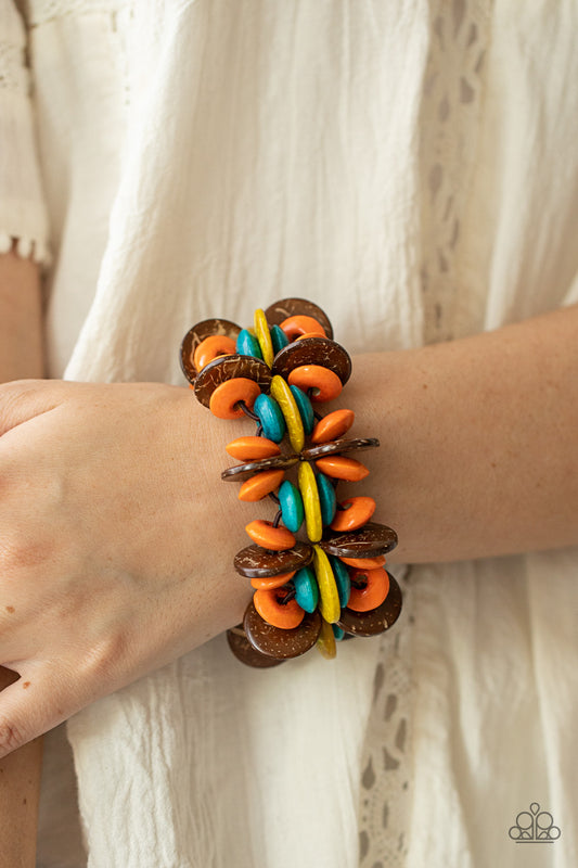 Caribbean Canopy - Multi Wooden Bead Bracelet Paparazzi B0130