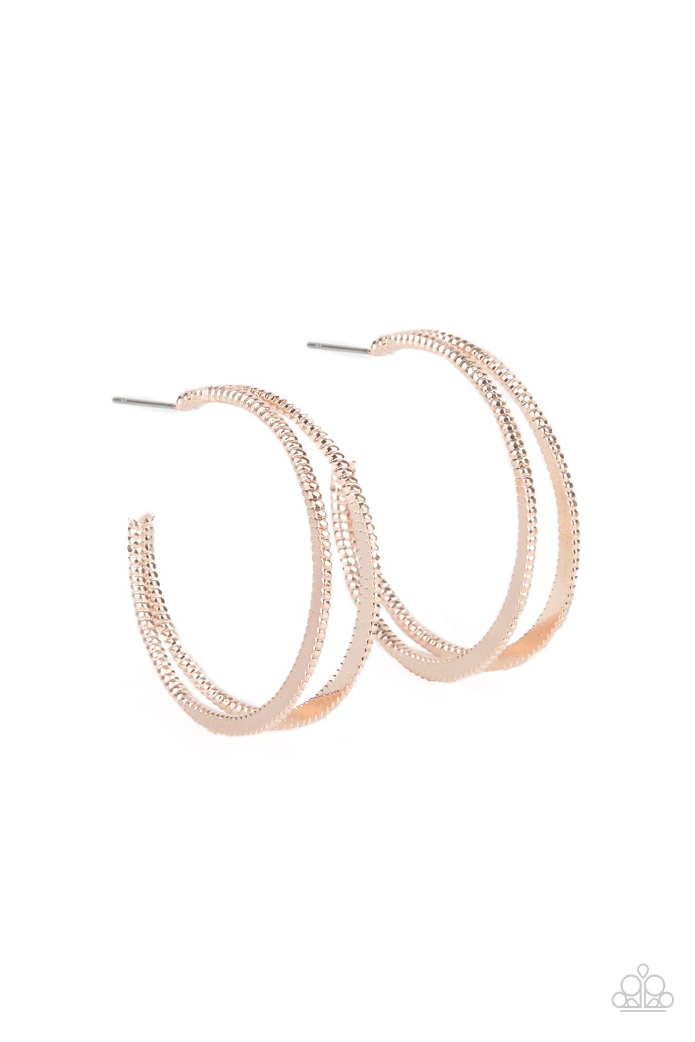 Rustic Curves - Rose Gold Earring Paparazzi E0281