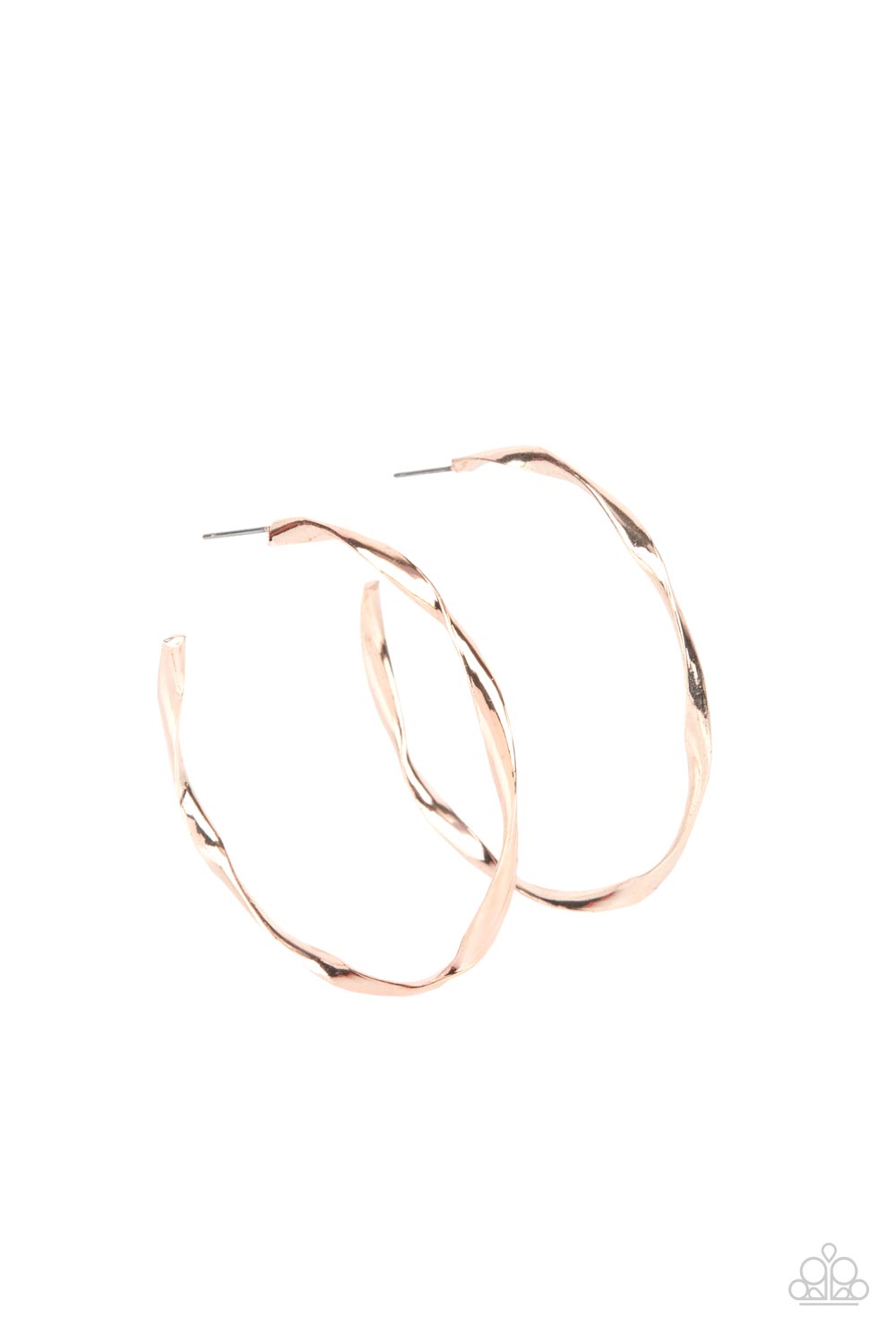 Radiantly Warped - Rose Gold Hoop Earring Paparazzi E1139