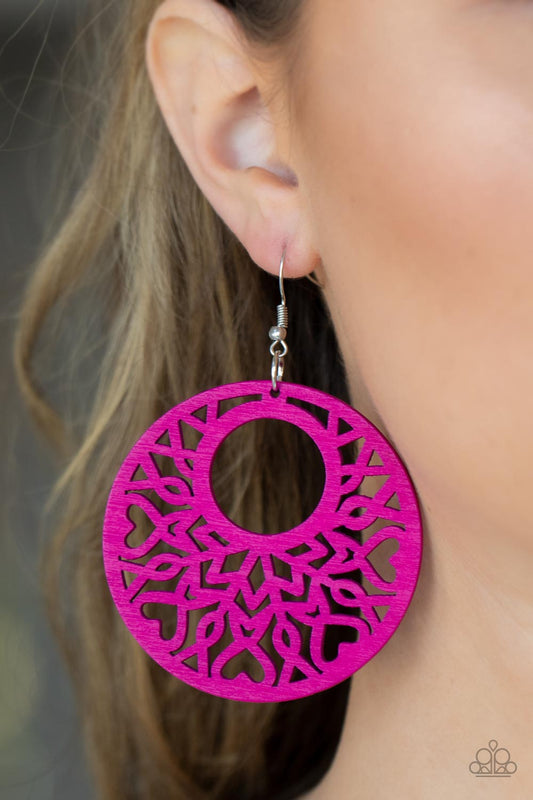 Tropical Reef - Pink Wood Earring Paparazzi E0648