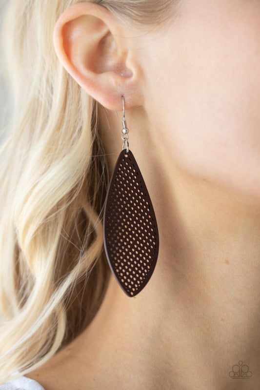 Surf Scene Brown Wooden Earring Paparazzi E0152