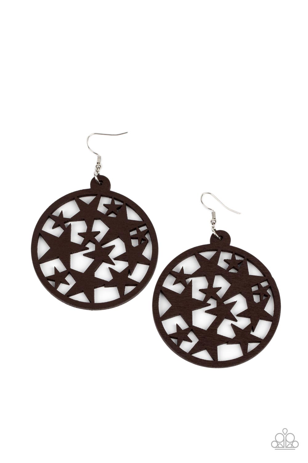 Cosmic Paradise - Brown Wooden Star Earring Paparazzi E0712