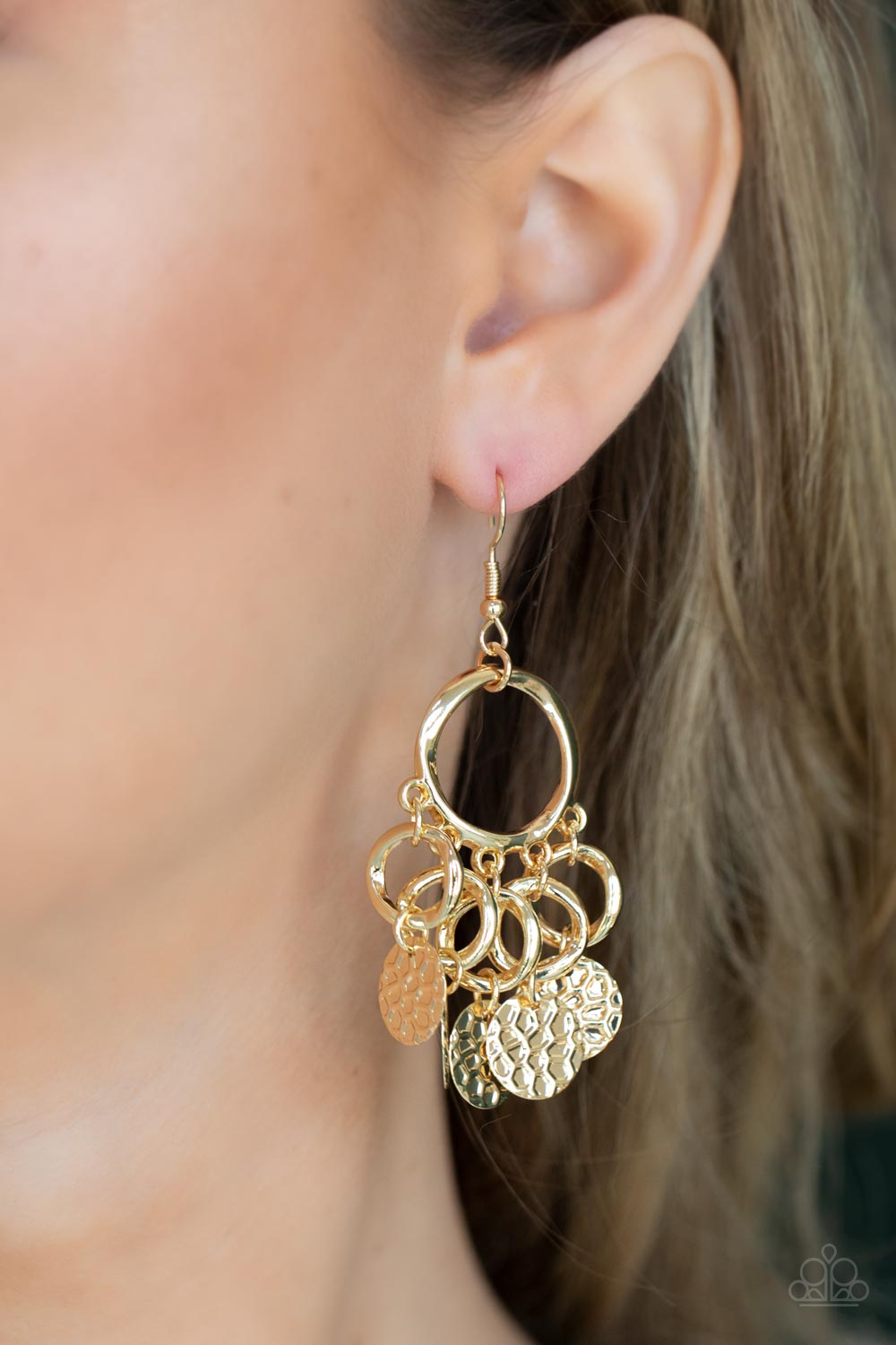 Partners in CHIME - Gold Earrings Paparazzi E0253