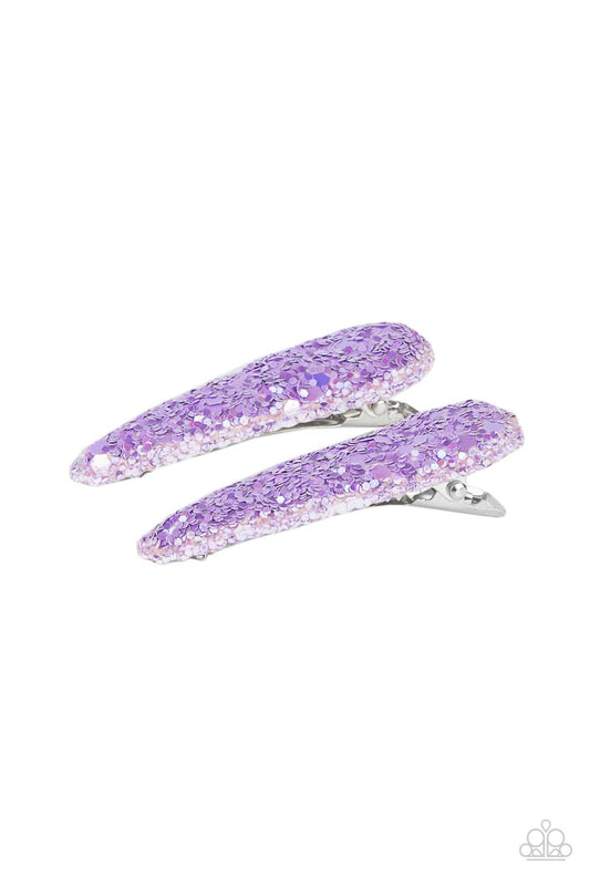 Sugar Plum Sparkle - Purple Glittery Hair Clip Paparazzi H0057