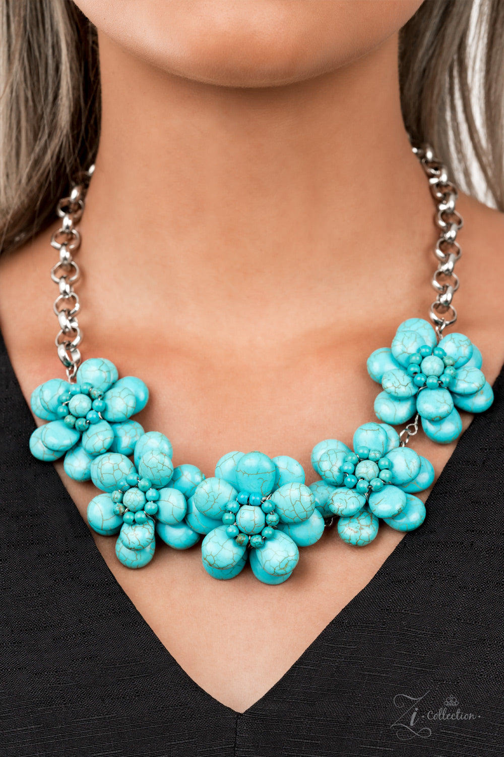 Genuine - Turquoise Stone Petal Blossom Zi Collection Necklace Paparazzi 2021