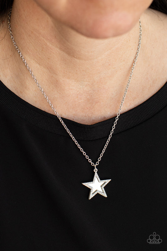 American Anthem - White Star Rhinestone Necklace Paparazzi N0867