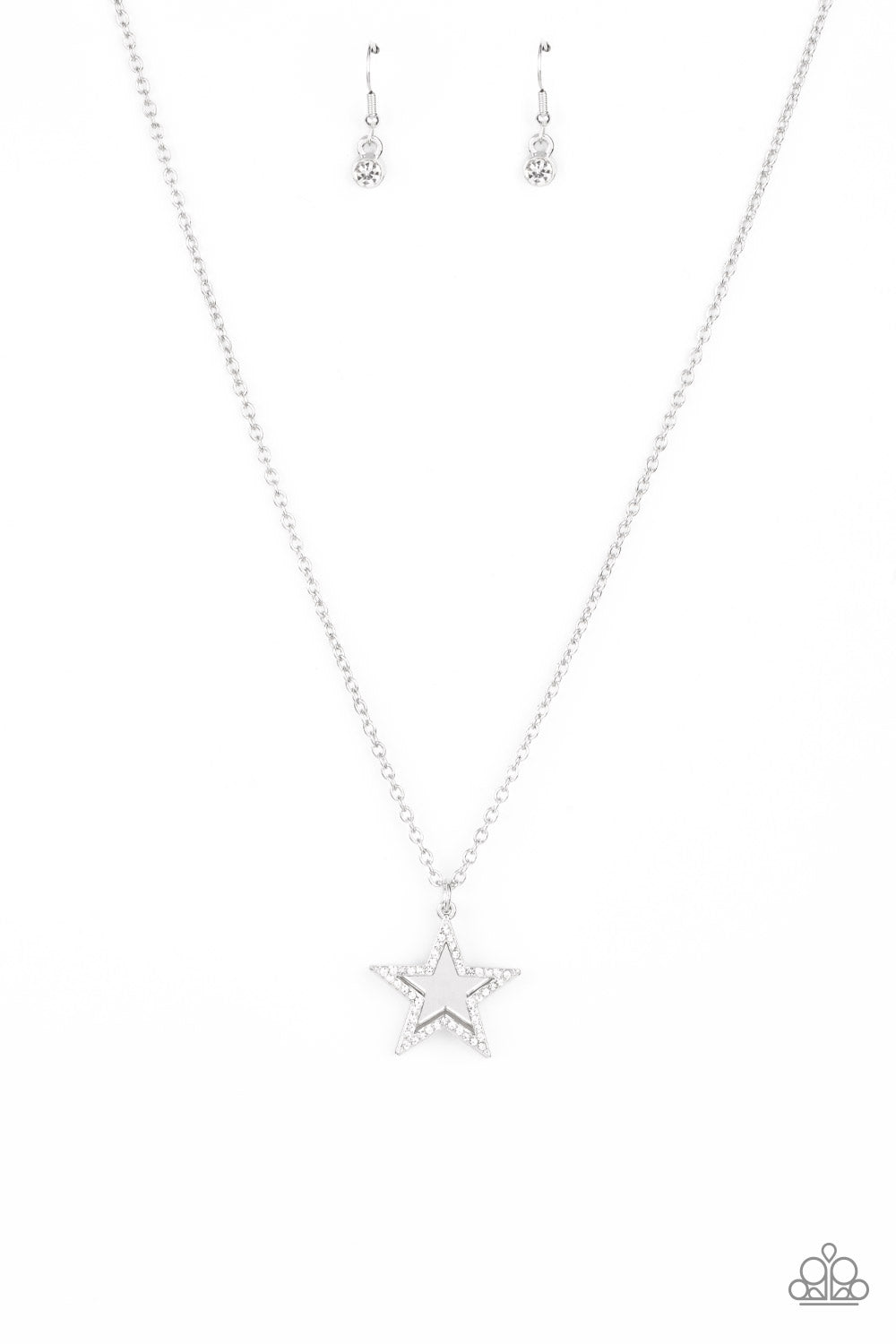 American Anthem - White Star Rhinestone Necklace Paparazzi N0867