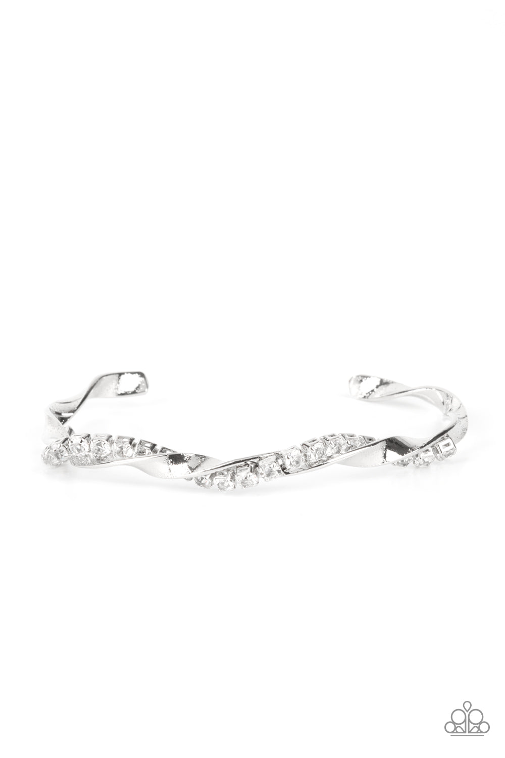 Twisted Twinkle - White Cuff Bracelet Paparazzi B0277