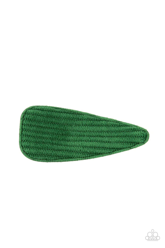 Colorfully Corduroy Green Hair Clip Paparazzi H0095