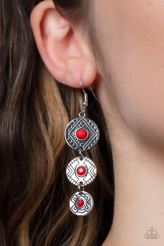 Totem Temptress - Red Earring Paparazzi E0230